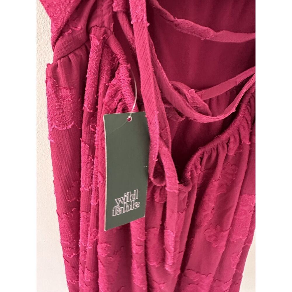 WILD FABLE DRESS SLEEVELESS OPEN LACED BACK ROUCHED Roses L - Picture 7 of 9